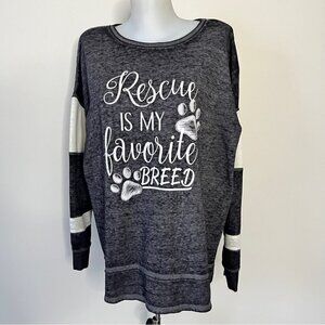 Coco & Tashi Rescue is  my Favorite Breed Graphic Pullover Dog Cat Shirt Sz S